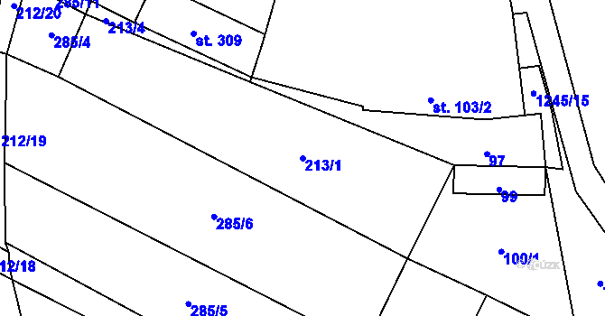 Parcela st. 213/1 v KÚ Otinoves, Katastrální mapa