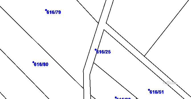 Parcela st. 616/25 v KÚ Otinoves, Katastrální mapa