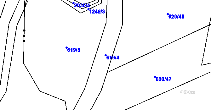 Parcela st. 619/4 v KÚ Otinoves, Katastrální mapa