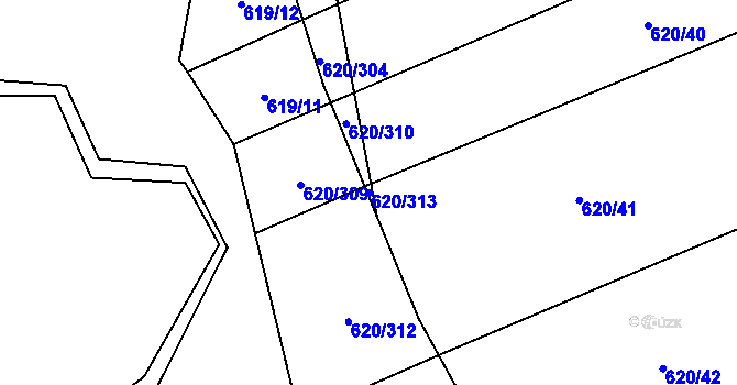 Parcela st. 620/313 v KÚ Otinoves, Katastrální mapa