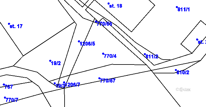 Parcela st. 770/4 v KÚ Otinoves, Katastrální mapa