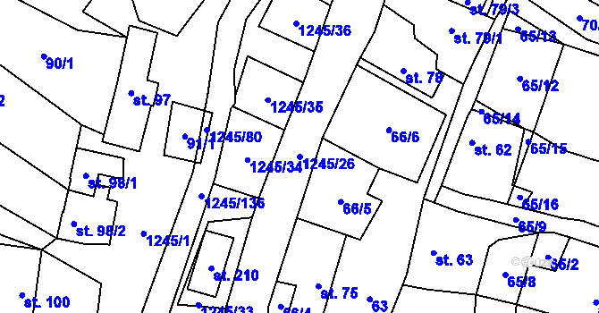Parcela st. 1245/26 v KÚ Otinoves, Katastrální mapa