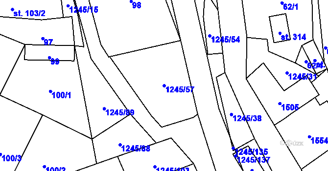 Parcela st. 1245/57 v KÚ Otinoves, Katastrální mapa