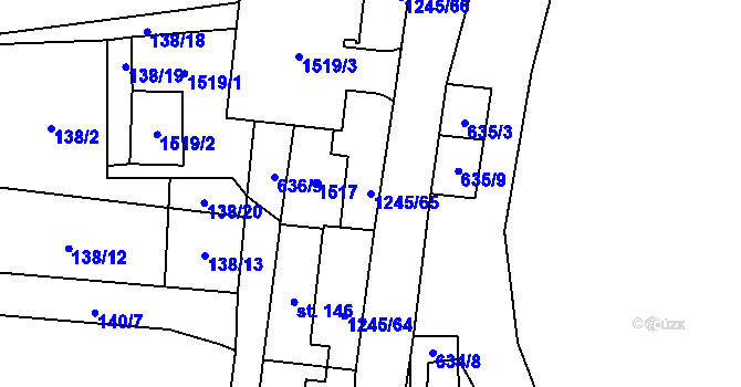 Parcela st. 1245/65 v KÚ Otinoves, Katastrální mapa