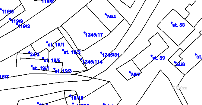 Parcela st. 1245/81 v KÚ Otinoves, Katastrální mapa