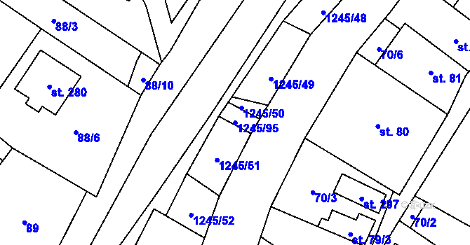 Parcela st. 1245/95 v KÚ Otinoves, Katastrální mapa