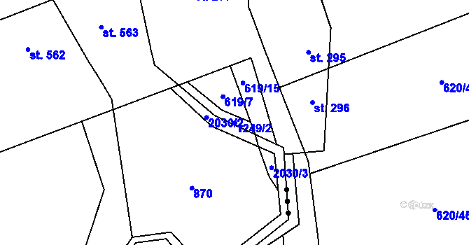 Parcela st. 1249/2 v KÚ Otinoves, Katastrální mapa