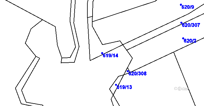 Parcela st. 619/14 v KÚ Otinoves, Katastrální mapa