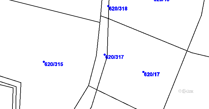 Parcela st. 620/317 v KÚ Otinoves, Katastrální mapa