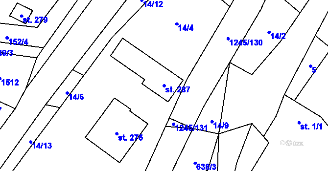 Parcela st. 287 v KÚ Otinoves, Katastrální mapa