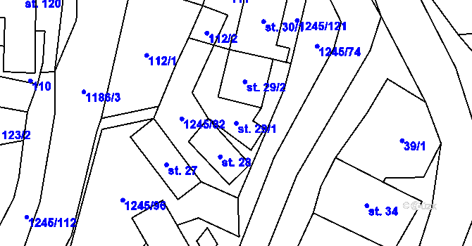 Parcela st. 29/1 v KÚ Otinoves, Katastrální mapa