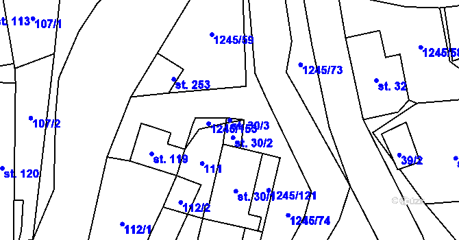 Parcela st. 30/3 v KÚ Otinoves, Katastrální mapa