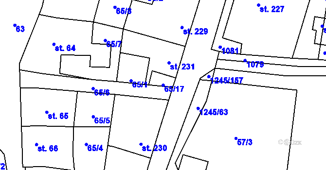 Parcela st. 65/17 v KÚ Otinoves, Katastrální mapa