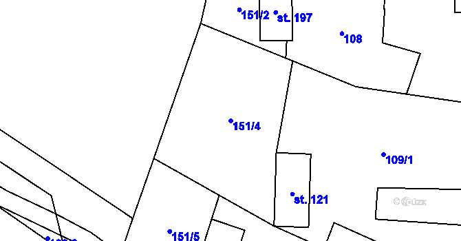 Parcela st. 151/4 v KÚ Otinoves, Katastrální mapa
