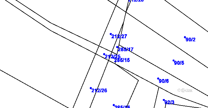 Parcela st. 212/25 v KÚ Otinoves, Katastrální mapa