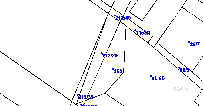 Parcela st. 212/29 v KÚ Otinoves, Katastrální mapa
