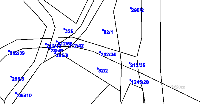 Parcela st. 212/34 v KÚ Otinoves, Katastrální mapa