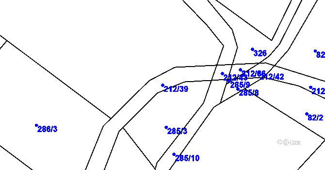 Parcela st. 212/39 v KÚ Otinoves, Katastrální mapa