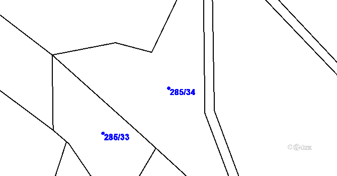 Parcela st. 285/34 v KÚ Otinoves, Katastrální mapa