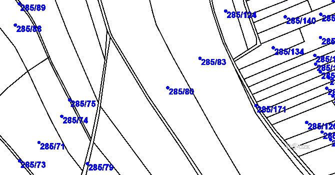 Parcela st. 285/80 v KÚ Otinoves, Katastrální mapa