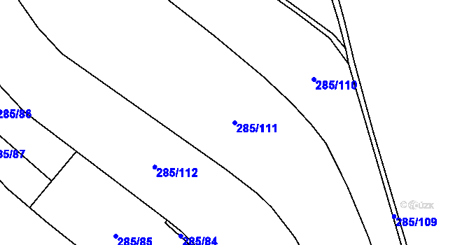 Parcela st. 285/111 v KÚ Otinoves, Katastrální mapa