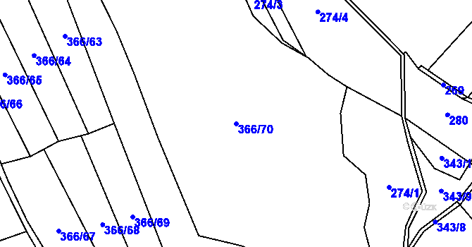 Parcela st. 366/70 v KÚ Otinoves, Katastrální mapa