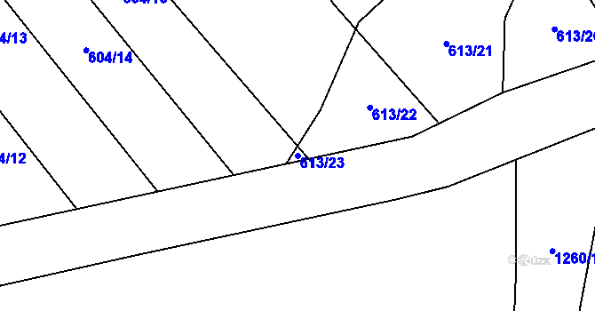 Parcela st. 613/23 v KÚ Otinoves, Katastrální mapa