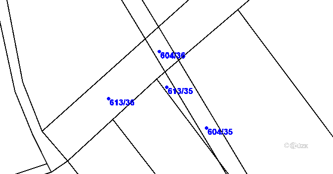 Parcela st. 613/35 v KÚ Otinoves, Katastrální mapa