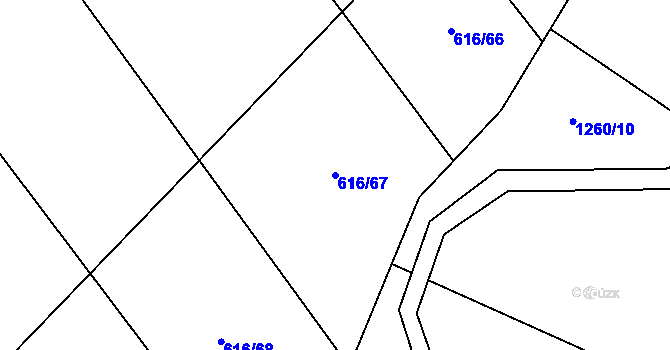 Parcela st. 616/67 v KÚ Otinoves, Katastrální mapa
