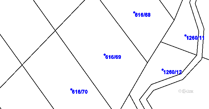 Parcela st. 616/69 v KÚ Otinoves, Katastrální mapa