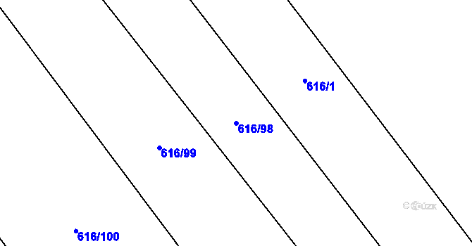 Parcela st. 616/98 v KÚ Otinoves, Katastrální mapa