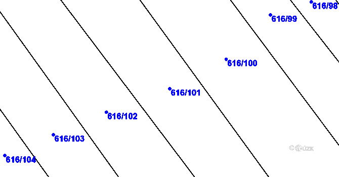 Parcela st. 616/101 v KÚ Otinoves, Katastrální mapa