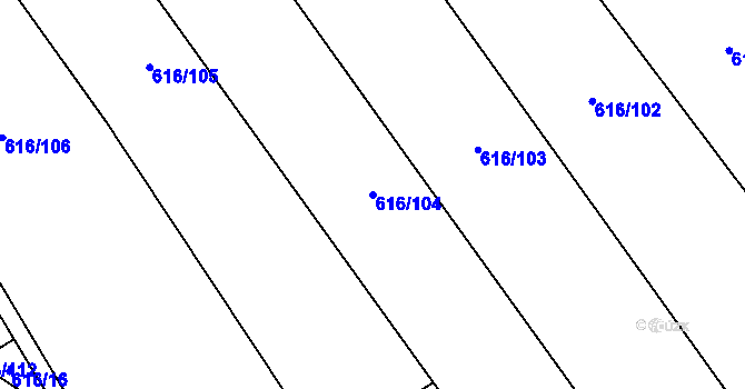Parcela st. 616/104 v KÚ Otinoves, Katastrální mapa