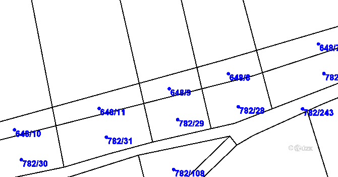 Parcela st. 648/9 v KÚ Otinoves, Katastrální mapa