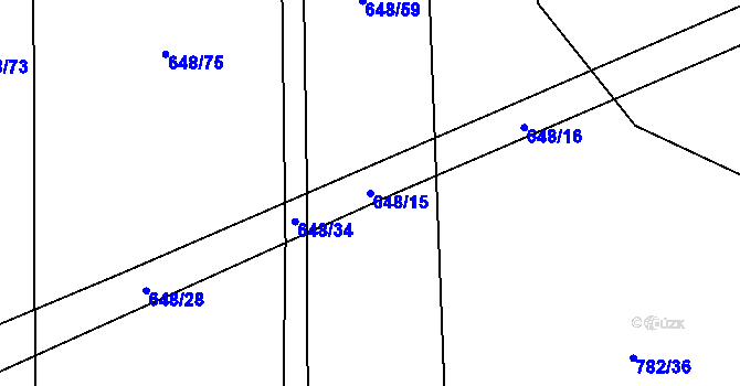 Parcela st. 648/15 v KÚ Otinoves, Katastrální mapa