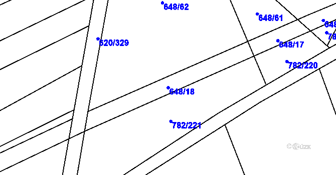 Parcela st. 648/18 v KÚ Otinoves, Katastrální mapa