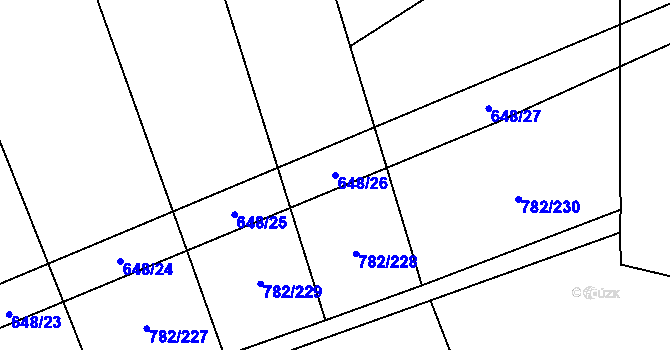 Parcela st. 648/26 v KÚ Otinoves, Katastrální mapa
