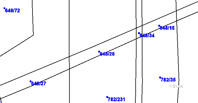 Parcela st. 648/28 v KÚ Otinoves, Katastrální mapa