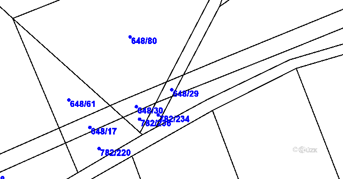 Parcela st. 648/29 v KÚ Otinoves, Katastrální mapa