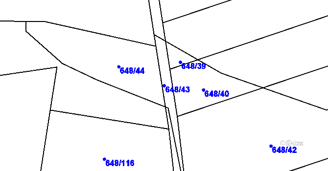 Parcela st. 648/43 v KÚ Otinoves, Katastrální mapa