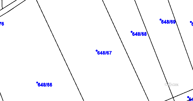 Parcela st. 648/67 v KÚ Otinoves, Katastrální mapa