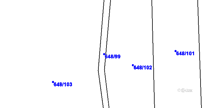 Parcela st. 648/99 v KÚ Otinoves, Katastrální mapa