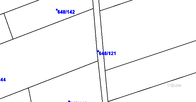 Parcela st. 648/121 v KÚ Otinoves, Katastrální mapa
