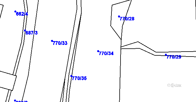 Parcela st. 770/34 v KÚ Otinoves, Katastrální mapa