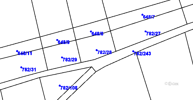Parcela st. 782/28 v KÚ Otinoves, Katastrální mapa