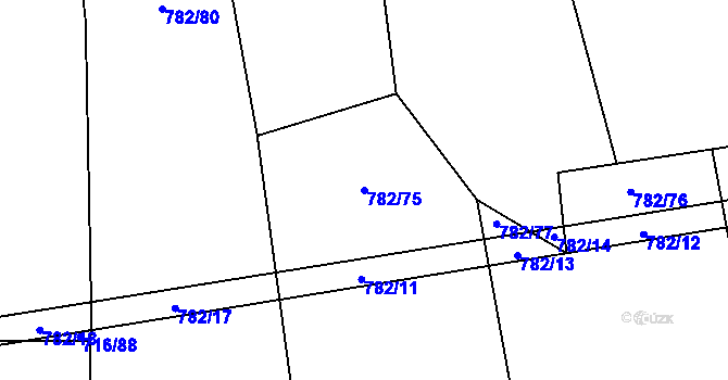 Parcela st. 782/75 v KÚ Otinoves, Katastrální mapa