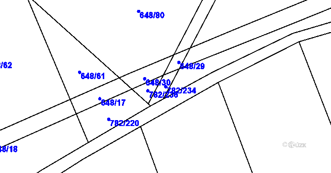 Parcela st. 782/234 v KÚ Otinoves, Katastrální mapa