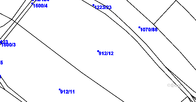 Parcela st. 912/12 v KÚ Otinoves, Katastrální mapa