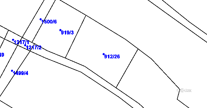 Parcela st. 912/26 v KÚ Otinoves, Katastrální mapa