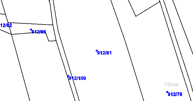 Parcela st. 912/81 v KÚ Otinoves, Katastrální mapa